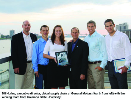 Bill Hurles, executive director, global supply chain at General Motors with the winning team from Colorado State University